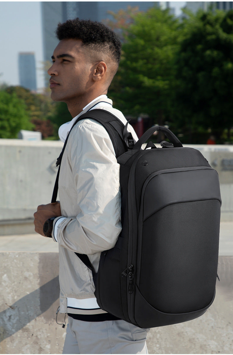 OZUKO Business Backpack for Men, Double Shoulder Laptop Bag, Waterproof, Large Capacity, Commuter School Bag, College Student Trendy Brand, High-End Feel - 图片 11