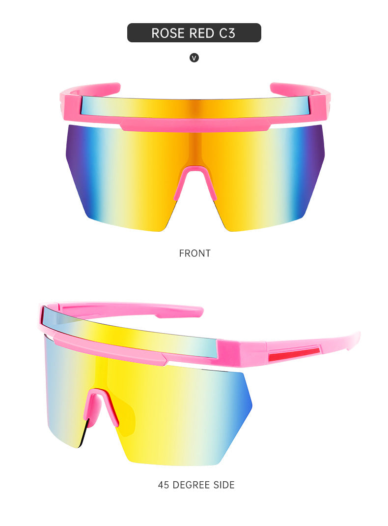 European and American Style Colorful Outdoor Sports Cycling Sunglasses for Women Trendy Fashion One-piece Windproof Sunglasses for Men Wholesale - 图片 19