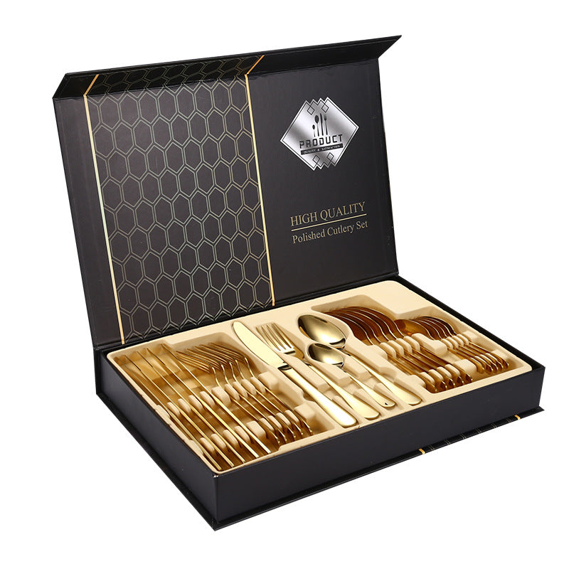 1010Stainless Steel Tableware Hotel Restaurant Knife Fork Spoon Set Western Steak Knife Fork24Set - 图片 6