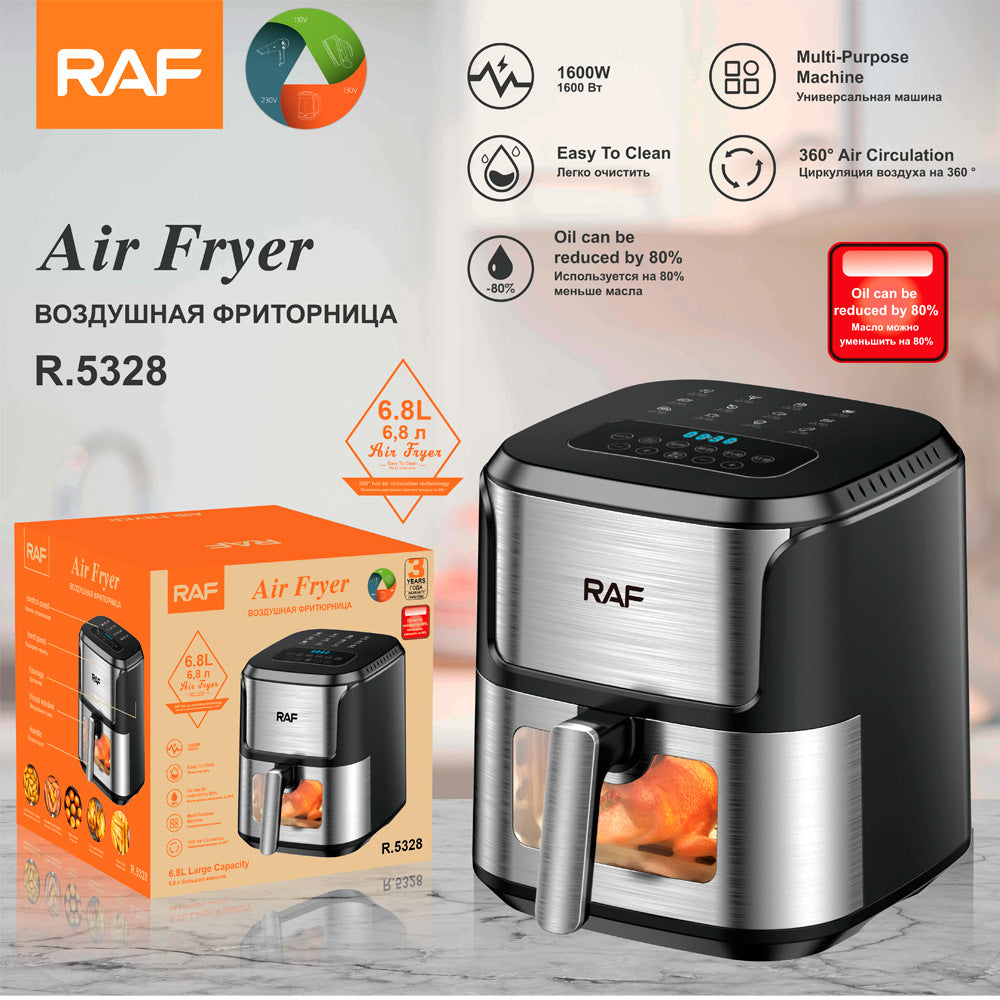RAF European Standard Multifunctional Air Fryer Visual Household Fully Automatic Intelligent5L Large Capacity Electric Fryer - 图片 10