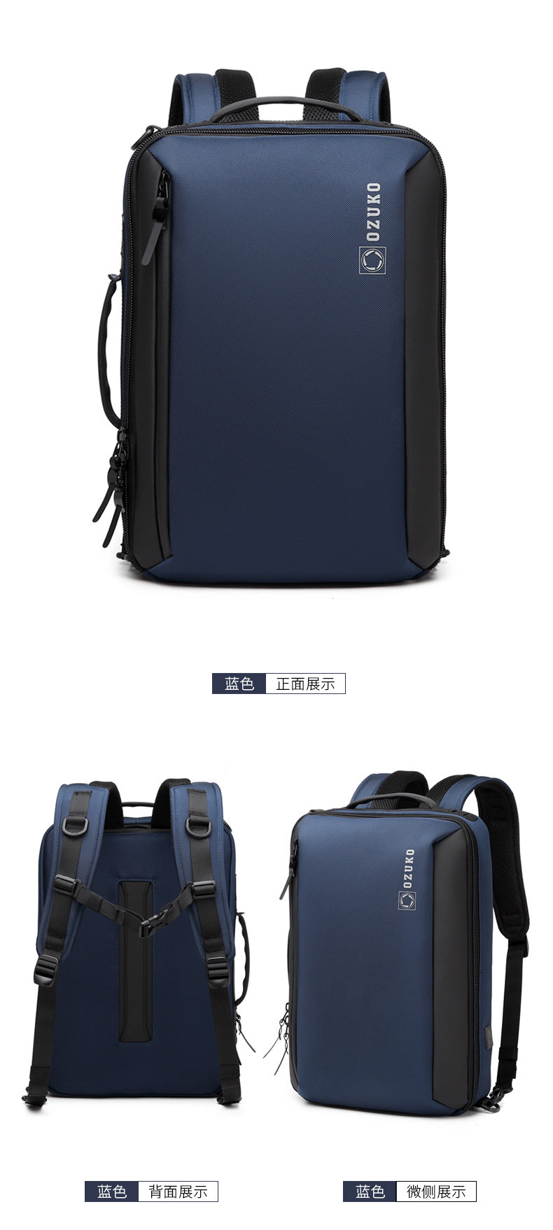 OZUKO Business Backpack Double Shoulder Laptop Bag for Men Lightweight Handheld College Student Commuting Waterproof Notebook Backpack - 图片 25