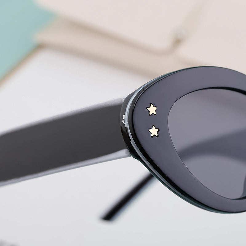 New Wide Mirror Leg Cat Eye Sunglasses for Women, European and American Fashion, High-End Feel Sunglasses sunglasses - 图片 19