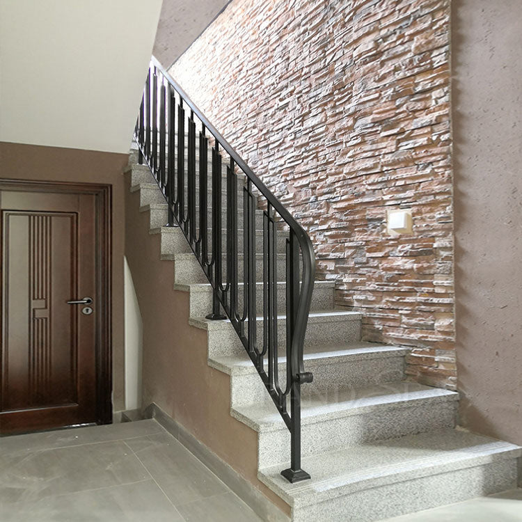 Matte Black Wrought Iron Handrail Modern Design Stair Rail for Villa or Residential Use Used Wrought Iron Stair Railing - 图片 9