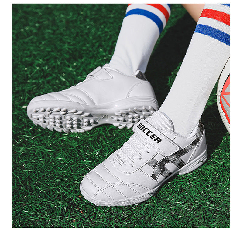 New football shoes for men and women with Velcro for children TF Broken Nail Style Youth Student Grassland Flat Training Shoes - 图片 25