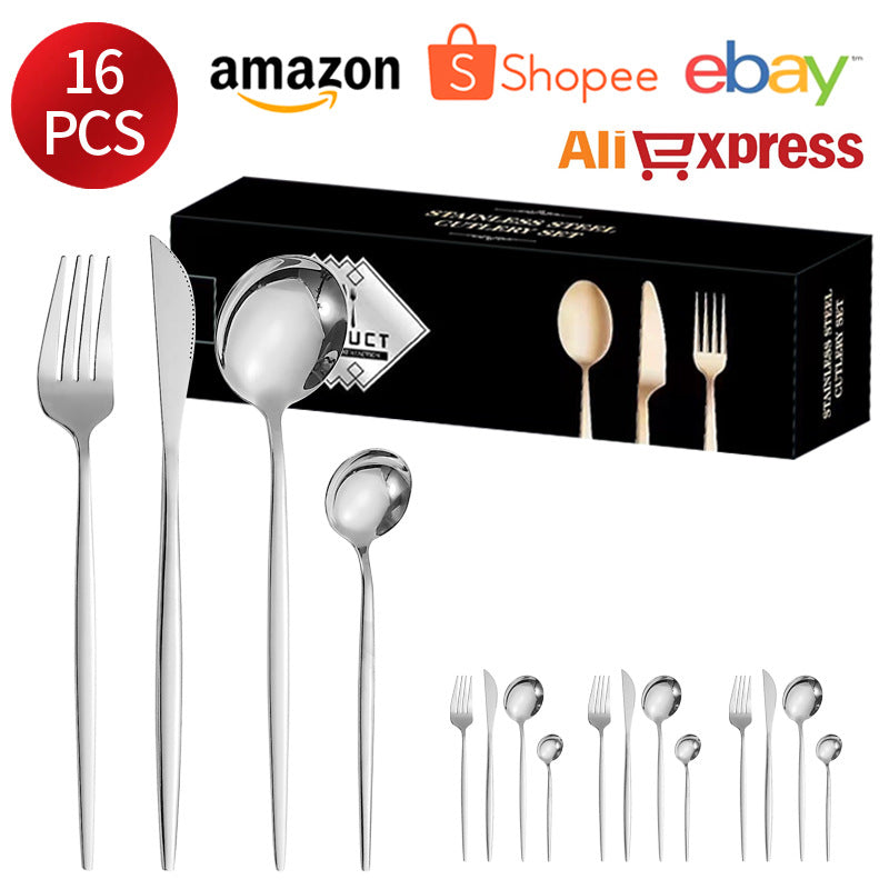410Stainless Steel Cutlery Western Steak Knife Fork Spoon6People Serving Hotel Restaurant Portugal24Piece Suit - 图片 11