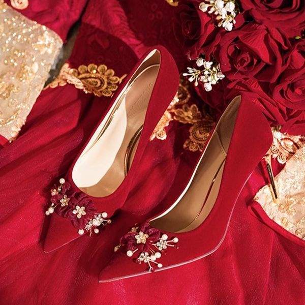 2025New Style Chinese-French Wedding Dress Toast Wedding Banquet Wedding Shoes Women Xiuhe Dress Low Heel Comfortable Bride High Heels - 图片 11