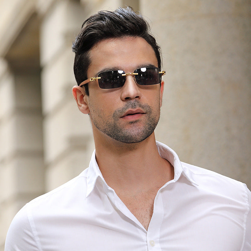 Fashion Sunglasses for Men Frameless Wooden Leg Slingshot Sunglasses Men Trendy Wooden Optical Frame sunglasses - 图片 13