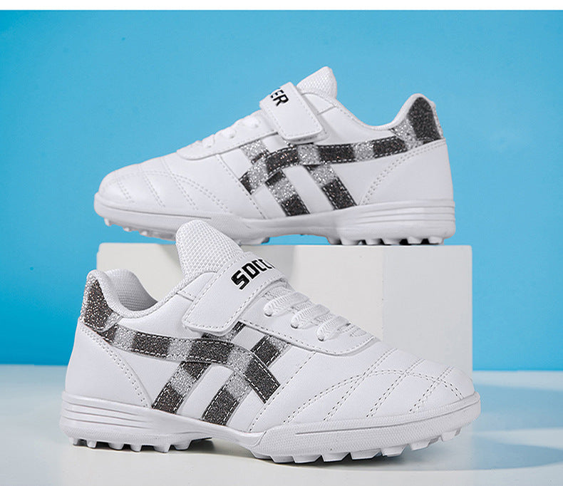 New football shoes for men and women with Velcro for children TF Broken Nail Style Youth Student Grassland Flat Training Shoes - 图片 30