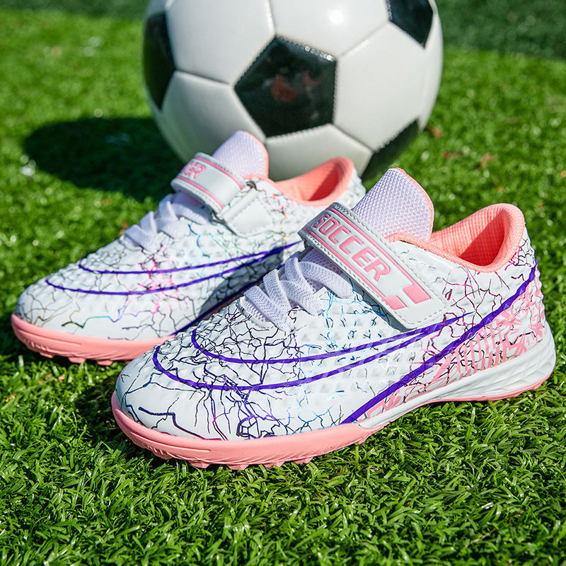 New Football Shoes for Men and Women, Children's Low-top Anti-collision Spike Magic Tape No-tie Grass Training Sports Shoes - 图片 7