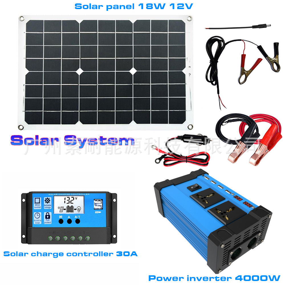 Triumph300W/500W Solar Energy Kit System:12V Inverter+30A Controller+18W Solar Panel - 图片 9
