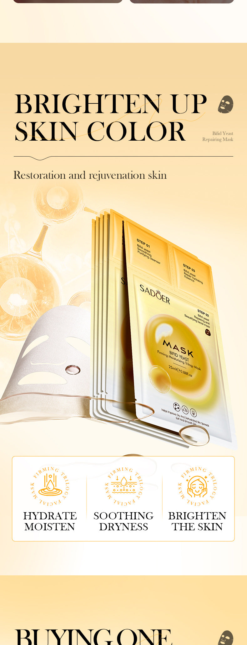 Trilogy Mask SADOER Hyaluronic Acid Firming Acne Removal Hydrating Beauty Mask Cross-Border Wholesale - 图片 17