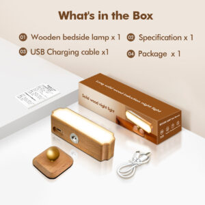 Solid Wood Wall Lamp Human Body Sensing Wireless Reading Wall Lamp Magnetic Night Light Desktop Warm Light Suitable for Staircase Corridor