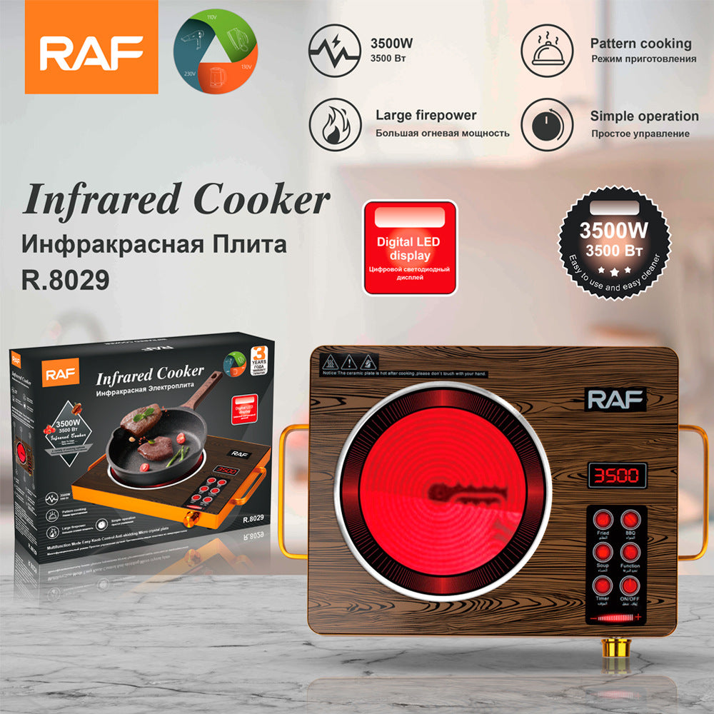 RAF European Standard Electric Ceramic Stove Household Multi-Functional High-Power Stir-Fry Hot Pot Light Wave Induction Cooker Countertop Electric Stove - 图片 10