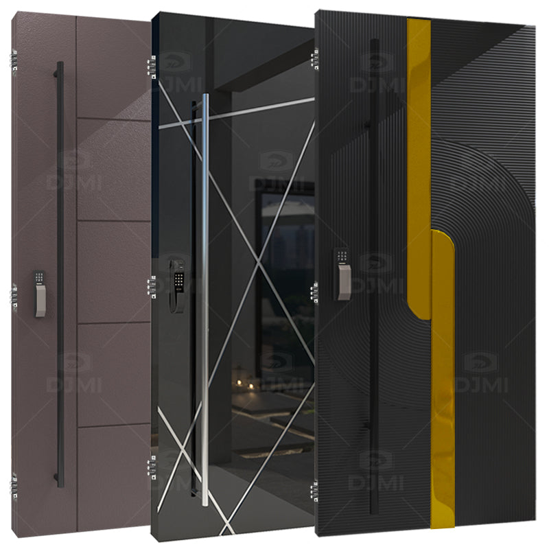 European Luxury Design Exterior Door for House Front Metal Pivot Door Smart Locks for Front Entry Doors