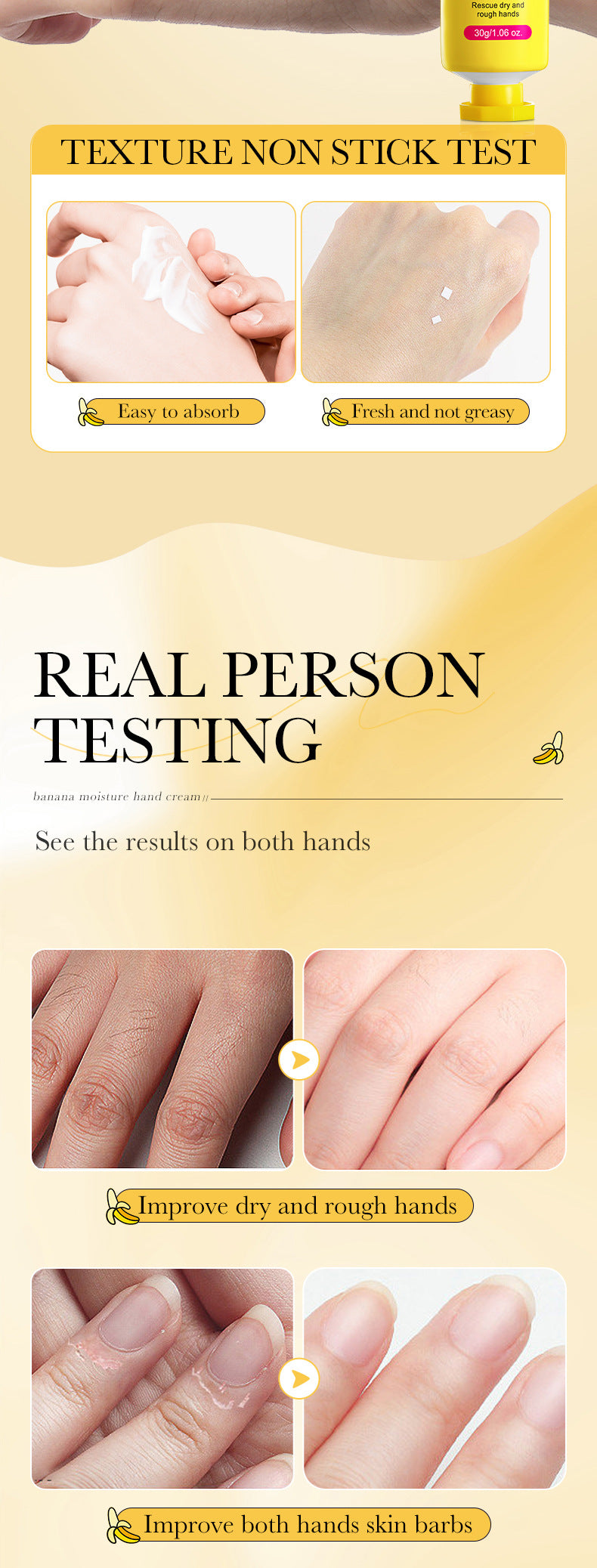 Banana Hydrating Hand Cream30g SADOER Moisturizing and anti-chapped autumn and winter hand cream wholesale - 图片 14