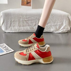 Thick-Soled Waffle Waist-Accentuating Women's Sneakers2025Spring and summer new retro fashion height-increasing running sports casual shoes
