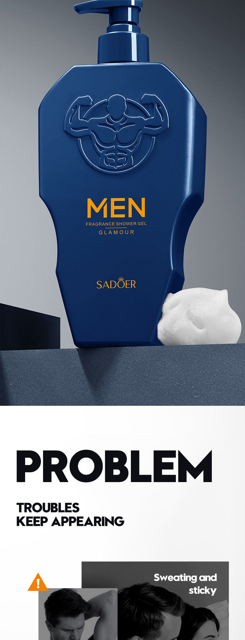 Men's Body Wash SADOER Thick Foam Cleansing Body Fragrance Shower Gel Cross-Border Wholesale - 图片 7