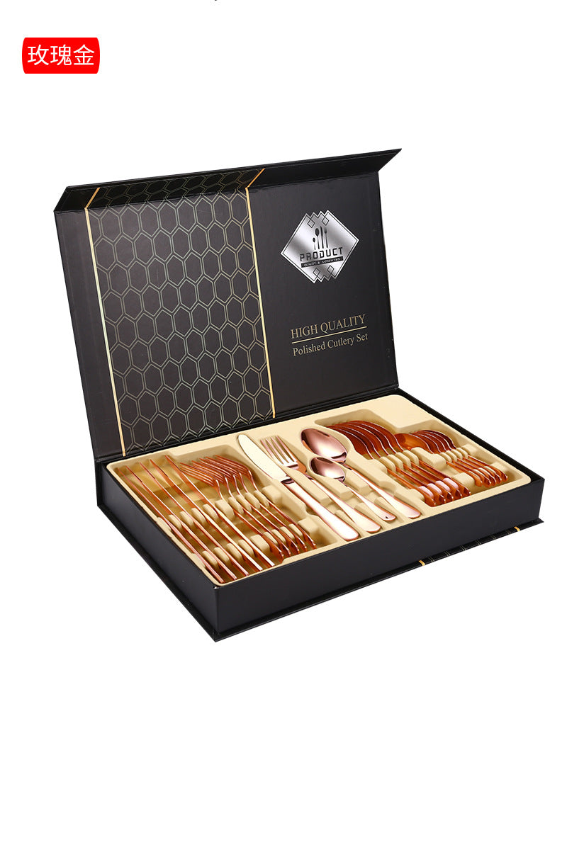 1010Stainless Steel Tableware Hotel Restaurant Knife Fork Spoon Set Western Steak Knife Fork24Set - 图片 23