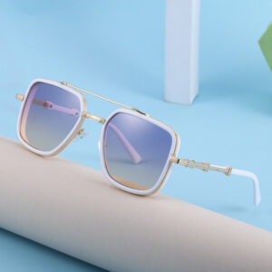 Vintage Double Bridge Square Frame Men's Sunglasses Outdoor Hiking Trendy Sunglasses Sun Protection Glasses Wholesale shades