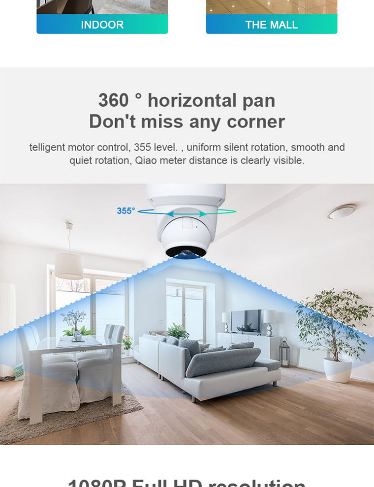360Panoramic View WiFi Dome Camera V380Conch Wireless Camera Monitor HD Wide Angle - 图片 7