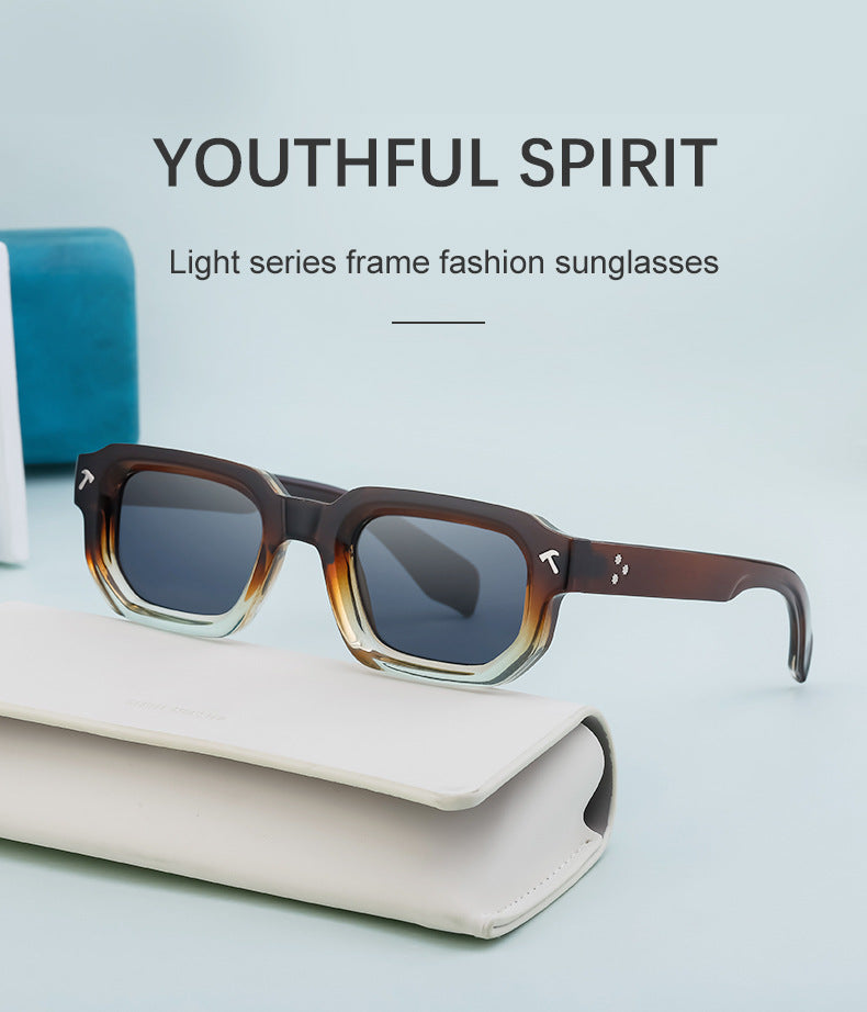 New European and American Fashion Square Frame Sunglasses for Men, Simple Personality Black Frame Glasses sunglasses - 图片 13