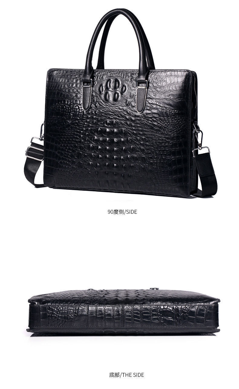 Fingerprint Unlock Bag Genuine Leather Business Commuting Large Capacity Men's Cowhide High-end Handheld Briefcase Anti-theft - 图片 19