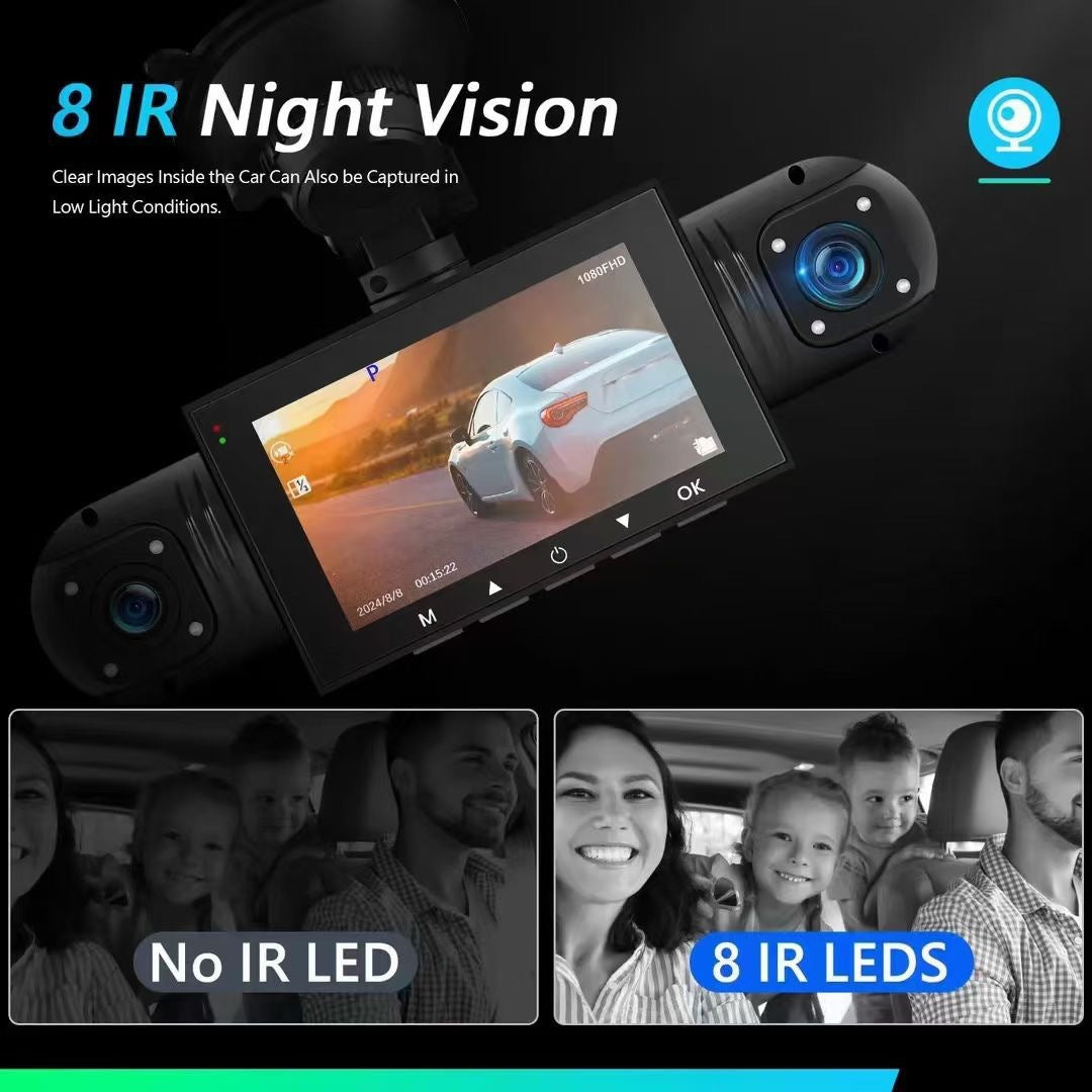 Dash Cam with Four Lenses1080P High-definition infrared night vision four-record simultaneous display dash cam DVR - 图片 7
