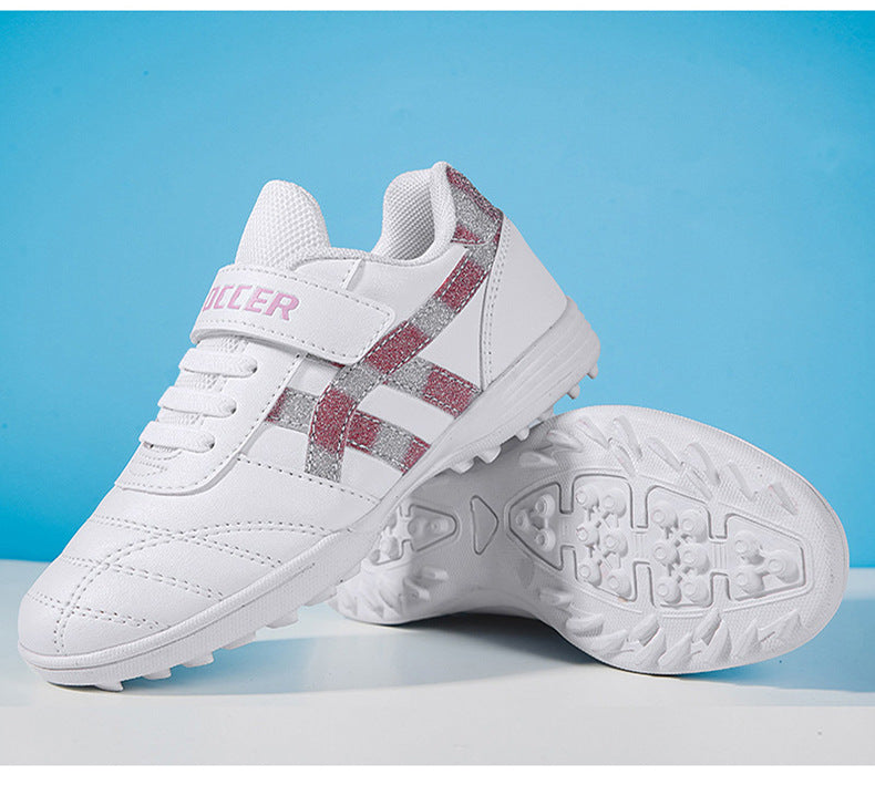 New football shoes for men and women with Velcro for children TF Broken Nail Style Youth Student Grassland Flat Training Shoes - 图片 23