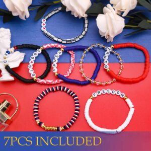 Cross Soft Clay Bracelet gold Spacer Bead Elastic Cord Bracelet Men's Gift FREEDOM Alphabet Soft Clay Bracelet