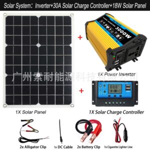 Legendary Generation Solar Power System：12V 300W Inverter+30A Controller+18W Solar Panel