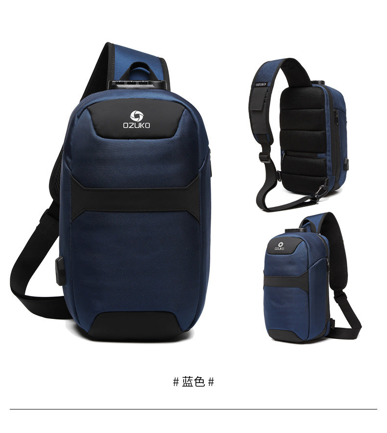 OZUKO Anti-theft Men's Chest Bag Waterproof Oxford Cloth Single Shoulder Crossbody Bag Chest Portable Multifunctional Trendy Bag - 图片 5