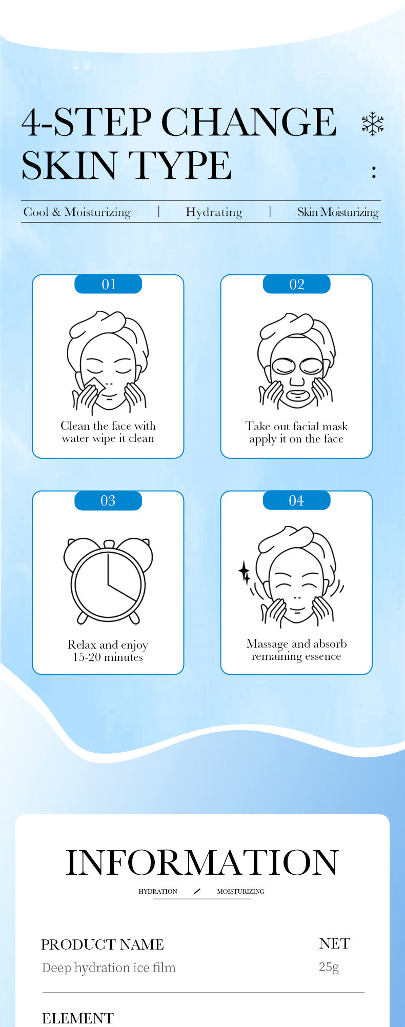 Ice Mask25g SADOER Deep Hydration Moisturizing Refreshing Face Mask Sheets Wholesale for Cross-Border Trade - 图片 15