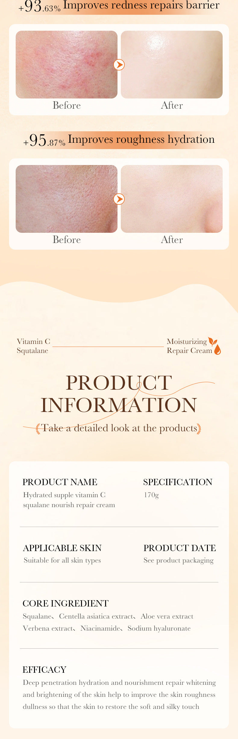 Repair cream170g SADOER Vaseline Vitamin C Hydrating and Moisturizing Face Cream Cross-Border Wholesale - 图片 26