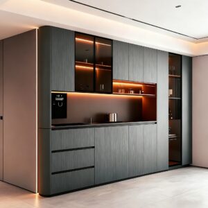 Full House Custom Honeycomb Aluminum Alloy Sideboard Storage Integrated Light Luxury Durable Home Living Room Furniture Overall Design