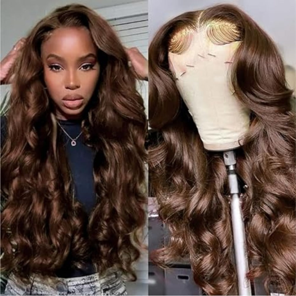 13x4x1Foreign Trade Hot-Selling Wig for European and American Women, Front Lace Wig, Synthetic Chocolate Color, Big Curly Rilley Style - 图片 8