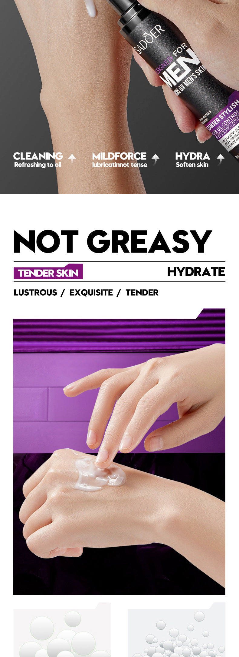 Men's lotion SADOER Cool and Refreshing Men's Vaseline Hydrating Toner Lotion Cross-Border Wholesale - 图片 10