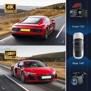 V27Hd4K Driving Recorder WiFi Mobile Phone Interconnection GPS Track Front and Rear Dual Recording Parking Monitoring