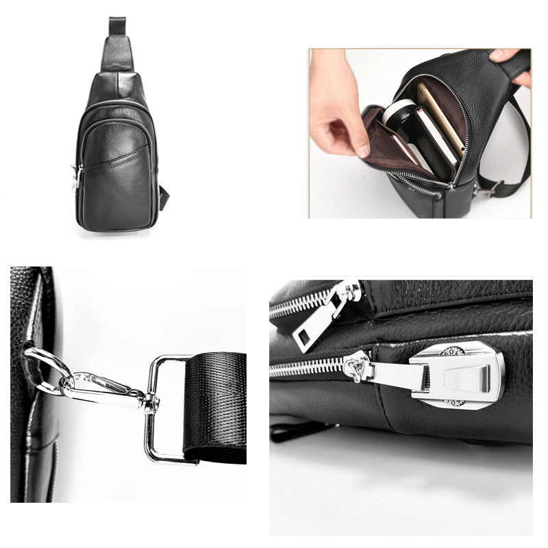 Anti-theft Bag Cowhide Chest Bag Password Lock Outdoor Sports Genuine Leather Single Shoulder Crossbody Bag Anti-theft Password Lock - 图片 10