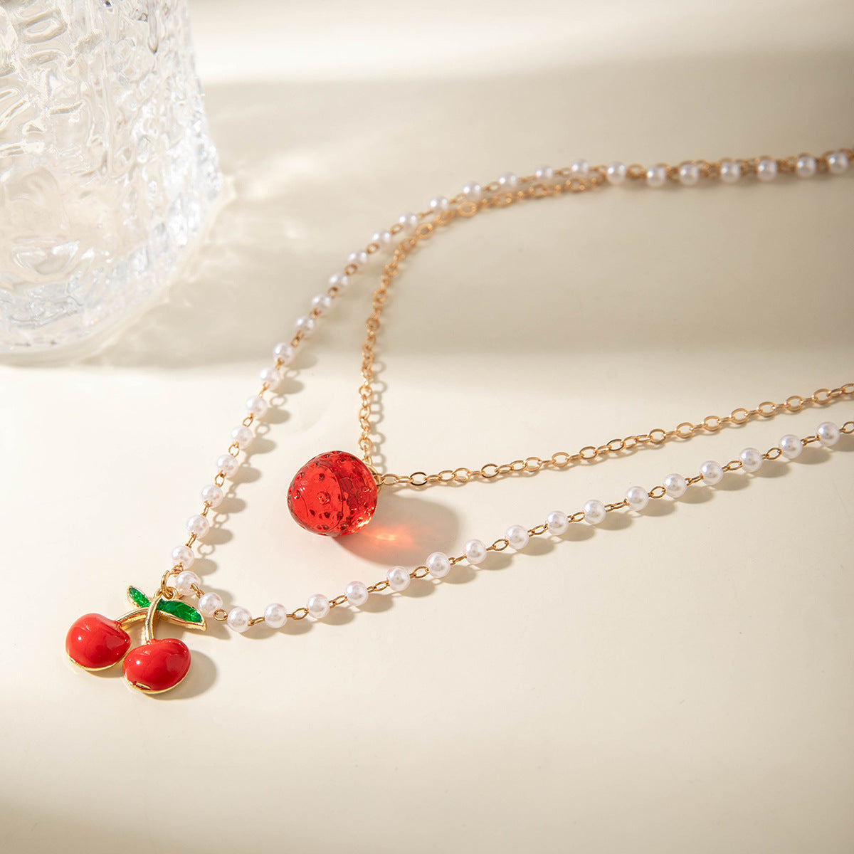 European and American Style Jewelry Light Luxury Imitation Pearl Cherry Necklace High-End Versatile Grass Multi-Layer Stacking Necklace Wholesale - 图片 29