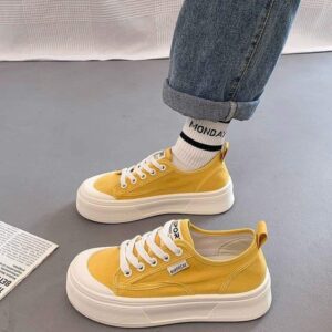 Women's Platform Canvas Shoes2025Summer New Breathable Versatile Casual Thin Height-Increasing White Sneakers