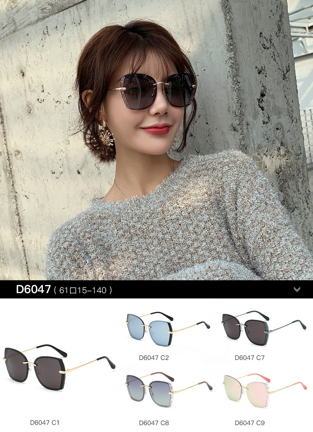 Polarized Driving Anti-Glare Sunglasses for Women Fashionable Internet Celebrity Style Frameless Sunglasses Trendy Korean Version Sunglasses - 图片 15