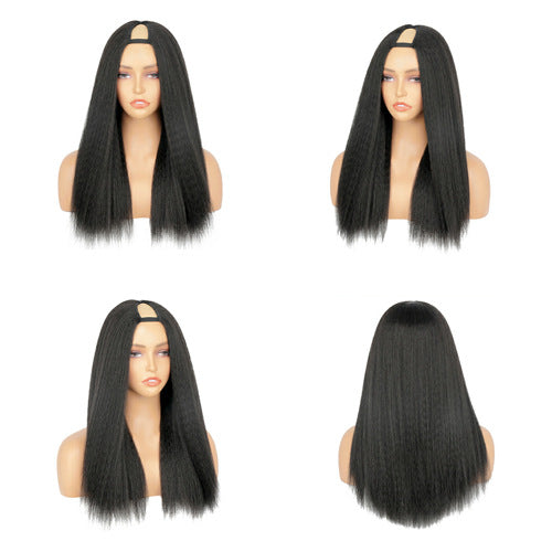 Factory Direct Sale V-part brown Yaki Straight Wig - 图片 10