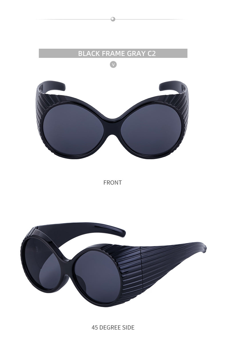 Fashion Catwalk Style Round Frame Sunglasses for Women Trendy High-end European and American Style Internet Celebrity Large Frame Sunglasses for Women Stage Performance - 图片 23