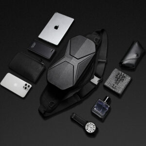 OZUKO Functional Waist Bag for Men PC Hard Shell Chest Bag Waterproof Trendy Sports Crossbody Multifunctional Waist Bag Wholesale