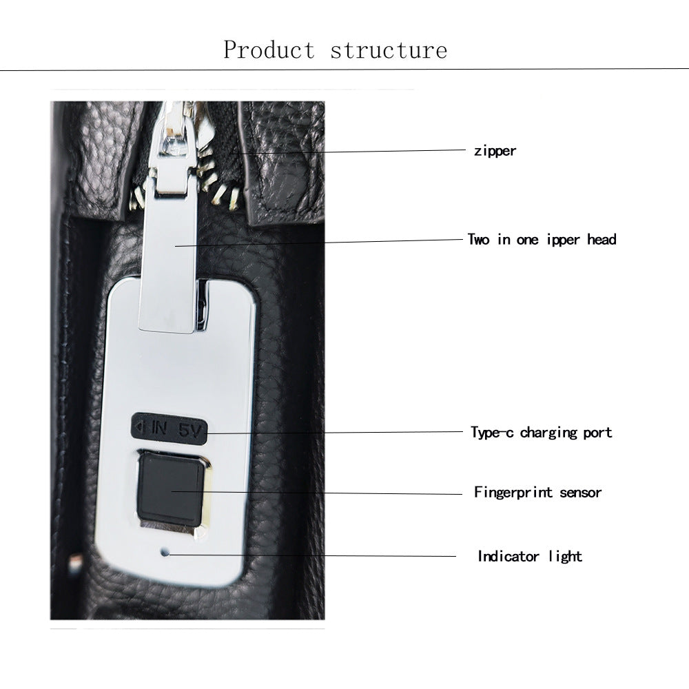 Anti-theft Bag Men's Genuine Leather Chest Bag High-end Security Password Lock Travel Outdoor Crossbody Small Backpack Men's Shoulder Bag - 图片 9