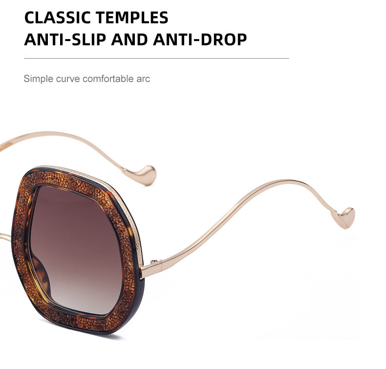European and American Style Women's Sunglasses with Rhinestones, Irregular Polygonal Large Frame Sunglasses, Trendy High-End Glasses Wholesale - 图片 20