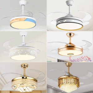 Invisible Fan Light Remote Control led Fan Chandelier Home Electric Fan Lamp scandinavian Iron Restaurant Lamp Crystal Ceiling Fan Lamp