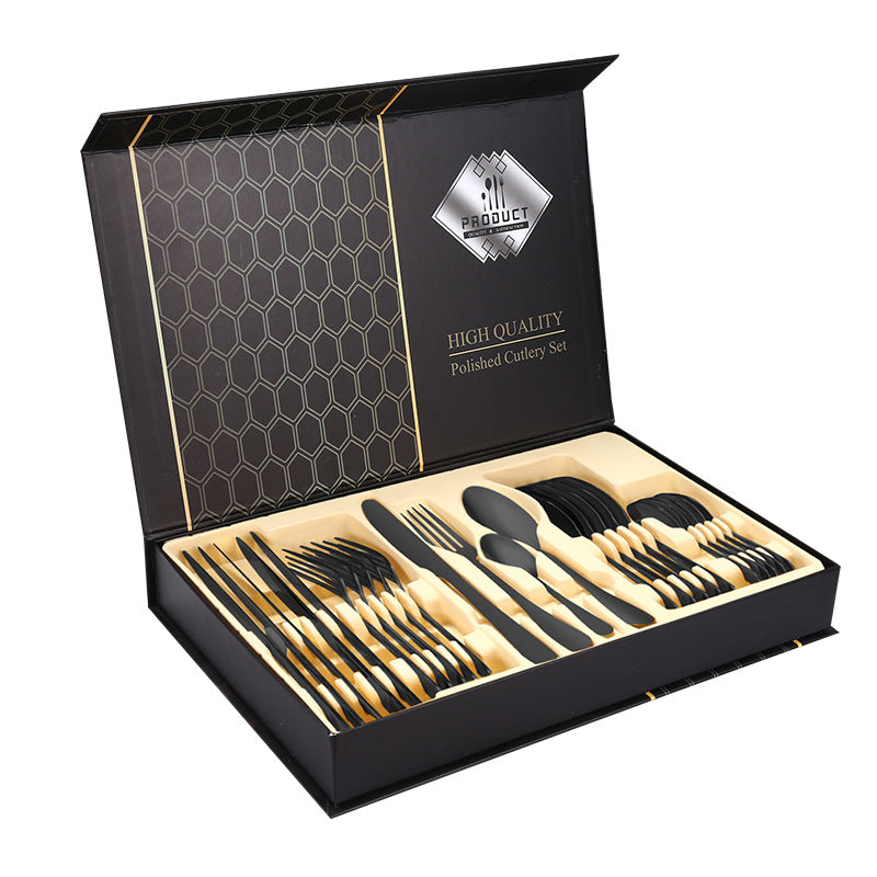 1010Stainless Steel Tableware Hotel Restaurant Knife Fork Spoon Set Western Steak Knife Fork24Set - 图片 7