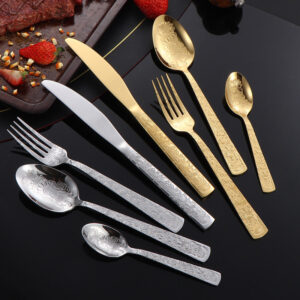 410Stainless Steel Tableware Hotel Restaurant Totem Knife Fork Spoon Set Vintage Pattern Western Steak Knife Fork