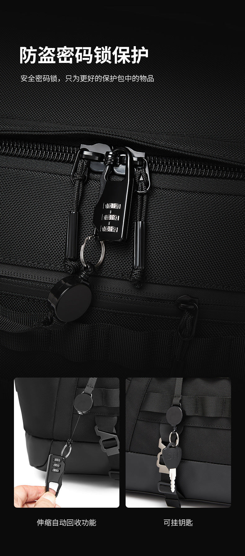 Men's Travel Bag Multifunctional Sports Fitness Bag Large Capacity Waterproof Travel Bag Business Trip Handheld Backpack - 图片 16